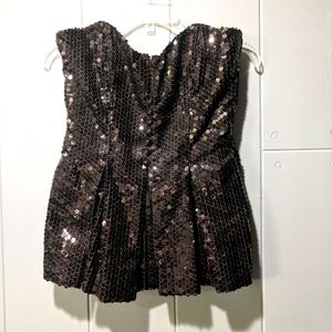 Nina Ricci Paris Sequin Strapless Peplum Top (8)